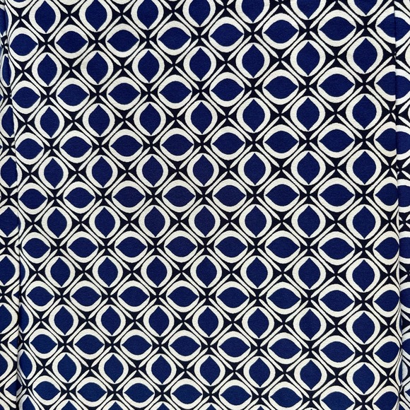 Talbots Plus V-Neck Faux Wrap Shift Dress Blue White Geometric Print Women X NWT - Picture 6 of 9